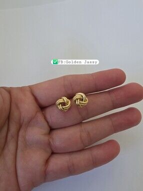 18K Real Gold Knot Stud Earring